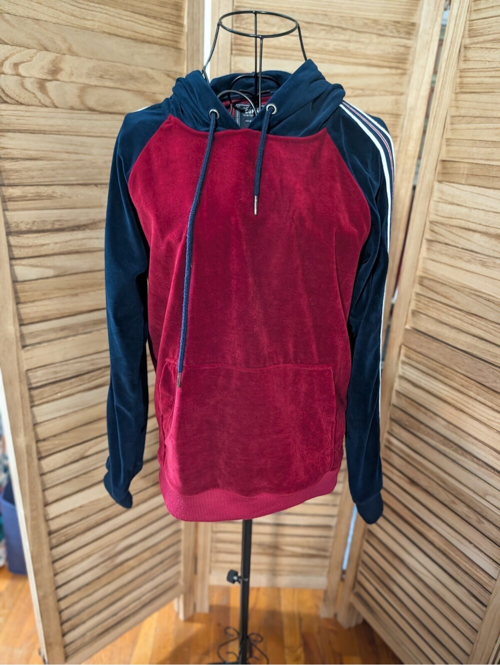 Company 81 Mens Pullover Sz Medium Red Knit Drawstring Hoodie Casual Streetwear